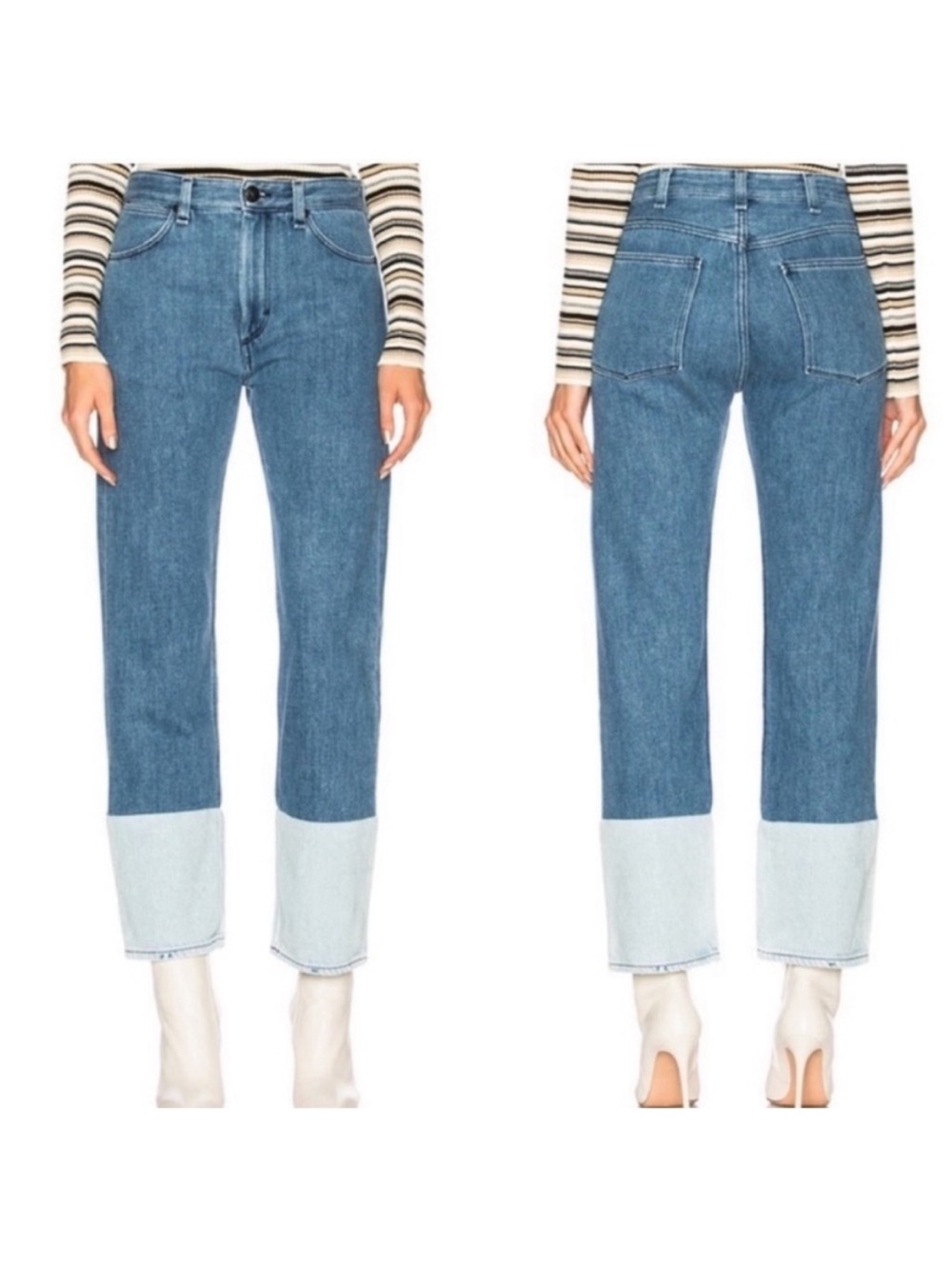 rag & bone Nihon Selv Two Tone High Rise Straight Leg Jean